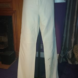 Express Studio genuine leather white bootcut pants.